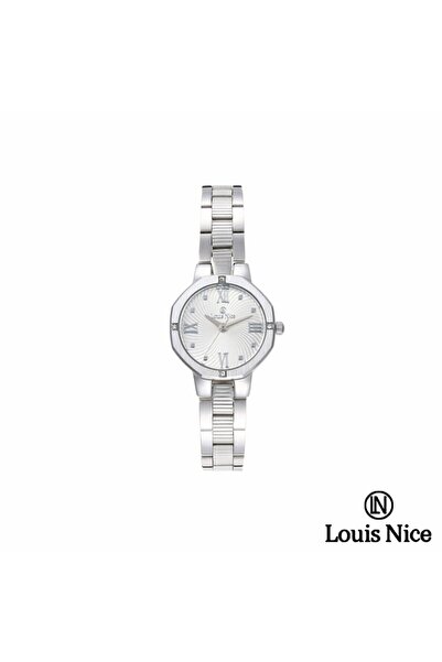 Louis Nice ساعة نسائية لويس نايس ستيل فضي