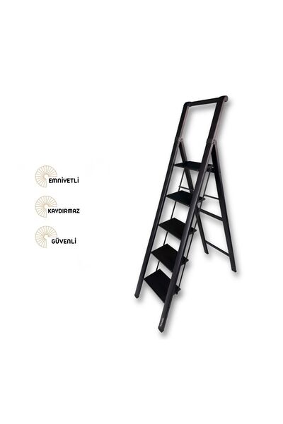 Portalife Tutma Kollu 5 Basamaklı Alüminyum Merdiven – Geniş Basamaklı, Kalın...