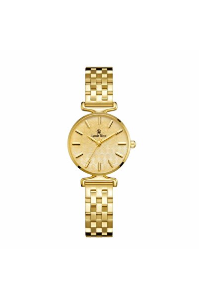 Louis Nice ساعة نسائية لويس نايس ستيل ذهبي