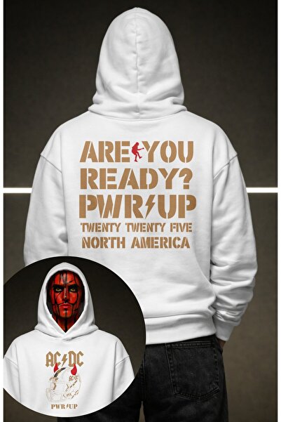Fuddy Moda Unisex AC-DC Are You Ready PwrUp Φούτερ με στάμπα στην πλάτη και κ...