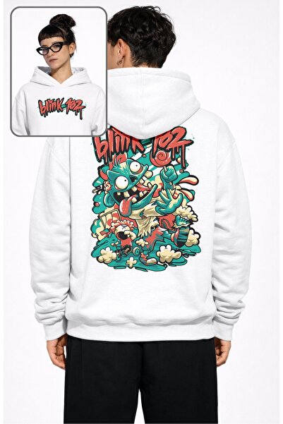 Fuddy Moda Hanorac unisex cu glugă și imprimeu pe spate Blink-182, hanorac su...