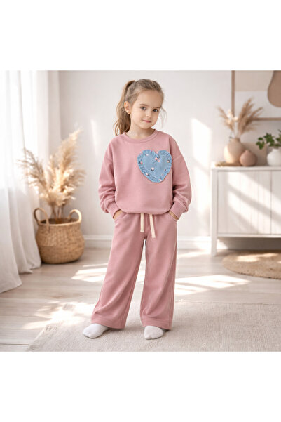 Nolis Set roz bluza cu inimioara si pantaloni