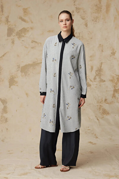 Zühre Nakış Detaylı Lacivert Tunik 1652