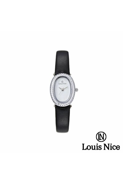 Louis Nice ساعة نسائية لويس نايس جلد اسود