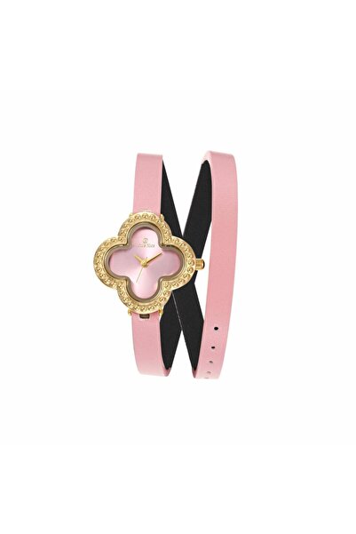 Louis Nice ساعة نسائية لويس نايس جلد زهري