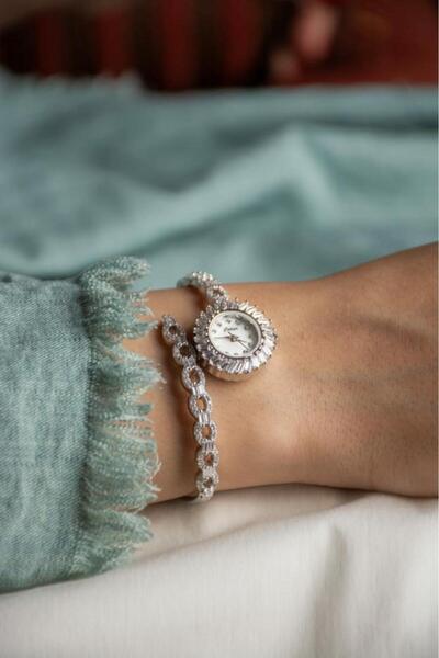 Cotier ساعة نسائية كوتير زركون ستيل فضي