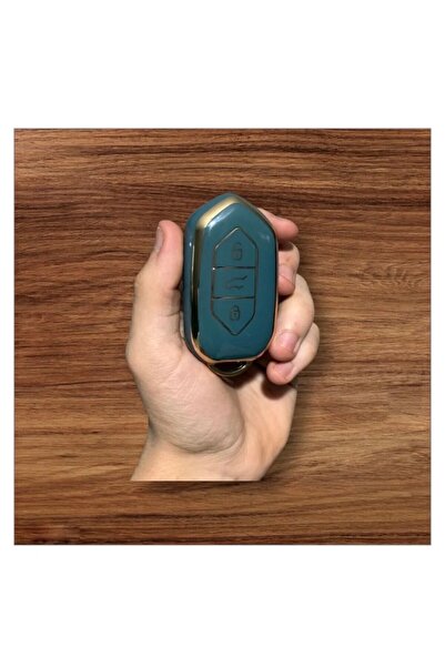CİHAN GROUP Togg T10X Compatible Key Protection Case Blue / Gold Detailed Ple...