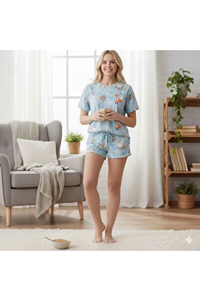 PEMBİŞ HOMEWEAR Set de pantaloni scurți cu imprimeu cu mai multe animale