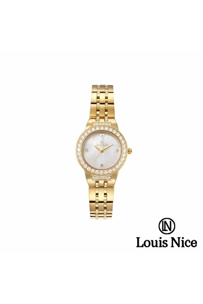 Louis Nice ساعة نسائية لويس نايس ستيل ذهبي