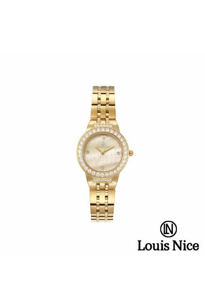 Louis Nice ساعة نسائية لويس نايس ستيل ذهبي
