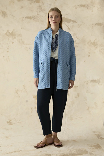 Zühre Fermuarlı Mavi Ceket 0184