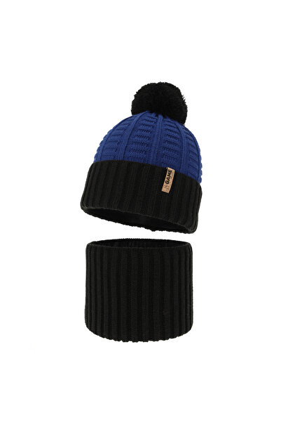 MiniKids Leo blue hat and scarf set 48-50