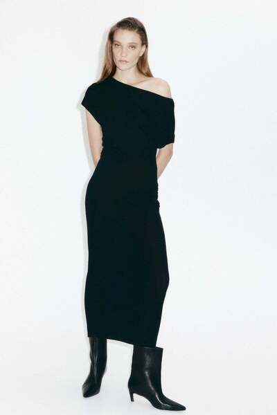 H&M One-shoulder merino wool dress