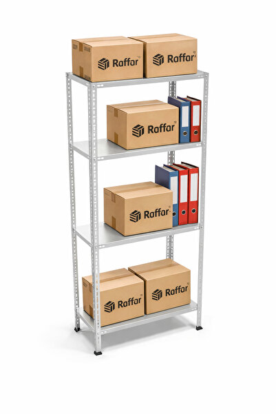 Raffar Galvaniz 4 Katlı Arşiv Raf Sistemi - Çelik Raf - Metal Raf 43x93xH200CM