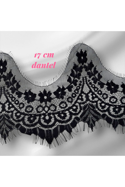 Mutkin Sakallı Dantel (KOD A060) 17 Cm 1 ADET 3 Metre Siyah -Giyim Aksesuarı-...