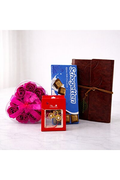 velve Σετ cadou Brown Romance, trandafiri din sapun in cutie inima, ciocolata...