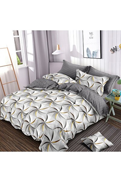 Kotonia Home 6-piece fine thick bed linen with elastic, XXL - Geometric patte...