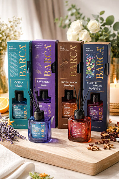Barca Çubuklu Oda Kokusu 4’lü Set (Ocean + Lavanta + Sandal Ağacı + Çiçek Bah...