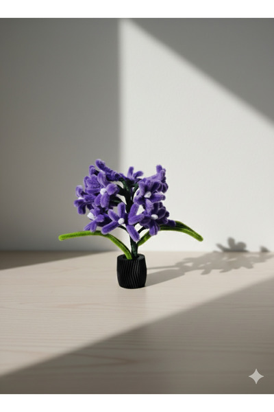 iyotek Mor Sümbül Aranjmanı - 3D Yazıcı Tasarım Saksılı Şönil Çiçek