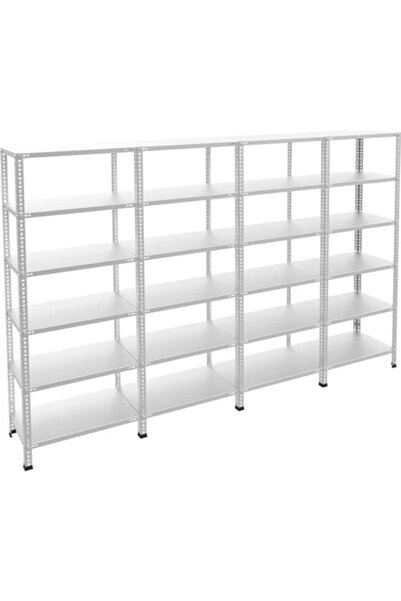Raffar Galvaniz 6 Katlı 4Lü Birleşik Arşiv Raf Sistemi - Çelik Raf - Metal Ra...