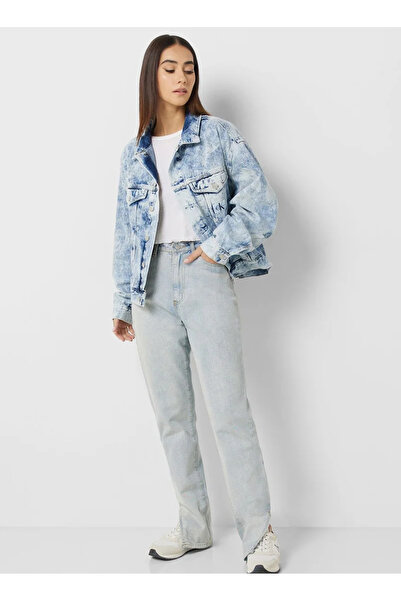 Calvin Klein Kadın Buz Mavi Kot Ceket Bol Kesim