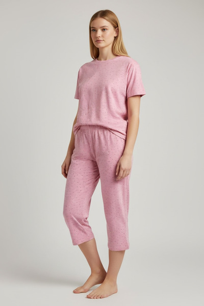 BİLGENS BUTİK Women's Summer Viscose Top and Bottom Capri Set