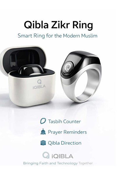 iqibla Smart Tasbih Ring 18mm 20mm 22mm Waterproof with Tasbih Counter and 5 ...