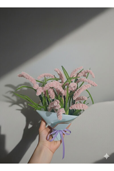 iyotek El Yapımı Şönil Lavanta Demeti - Pastel Pembe Dekoratif Aranjman