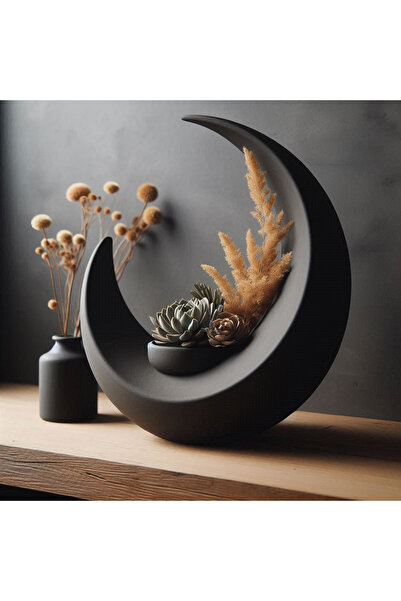 KS Ay Formlu Dekoratif Saksı – Modern Masa Üstü Tasarım