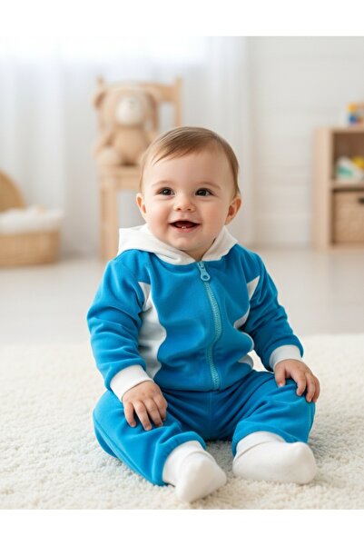 MiniKids Βελούδο φόρμα Romania τυρκουάζ-λευκό 80 (9-12 μηνών)