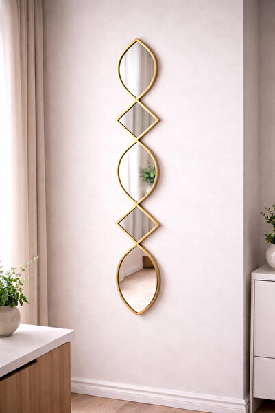 TrentonGCC Modern Gold Geometric Wall Mirror Vertical Decorative Accent 127.5...