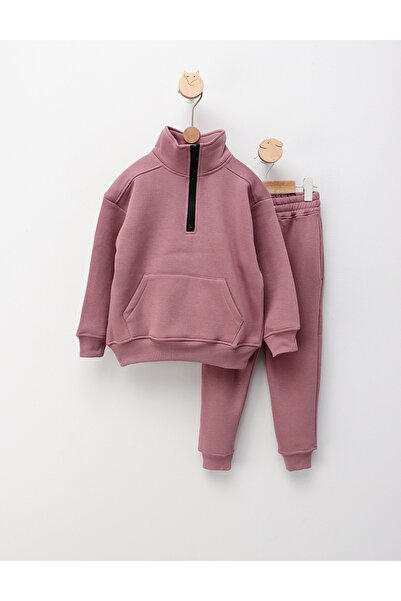 MiniKids Belive In Positivity padded tracksuit, dusty pink 128 (7-8 years)