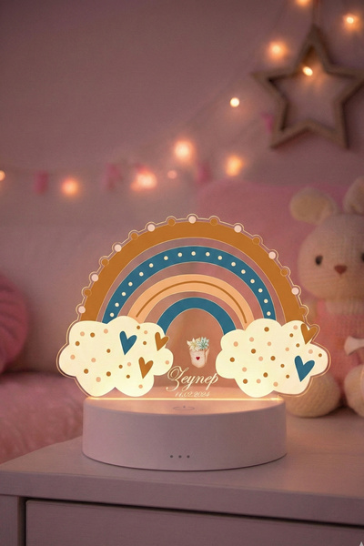 Zeymond Kişiye Özel İsimli LED Gece Lambası 3 Modlu Çiçekli Gökkuşağı Tasarım...