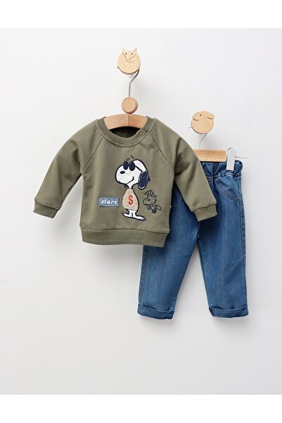 MiniKids Compleu Snoopy Stars, model verde-inchis 80 (9-12 luni)