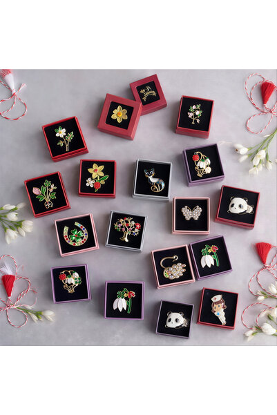 JML Mărțișoare Tip Broșă 24/Set Broșă 2–3 cm, Cutie Individuală 4.5cm Diferit...