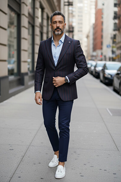 dehaine Men's jacket, Slim Fit, striped, 574, burgundy