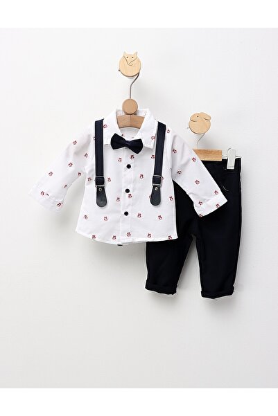 MiniKids Costumas elegant, Vicentiu, alb-bleumarin 74 (6-9 luni)