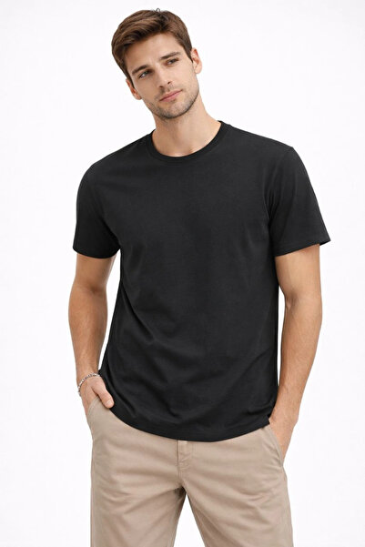 LUMİART Men's Crew Neck T-Shirt Regular Fit Basic Cotton Daily Use T-Shirt - ...