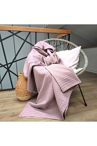 Kotonia Home - Waffle duvet cover, 220x240 cm, 100% cotton - burnt pink