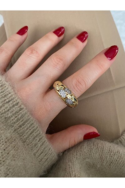 Pinery Jewels إصدار محدود - خاتم نسائي بيضاوي كبير الحجم مرصع بالأحجار مع إمك...