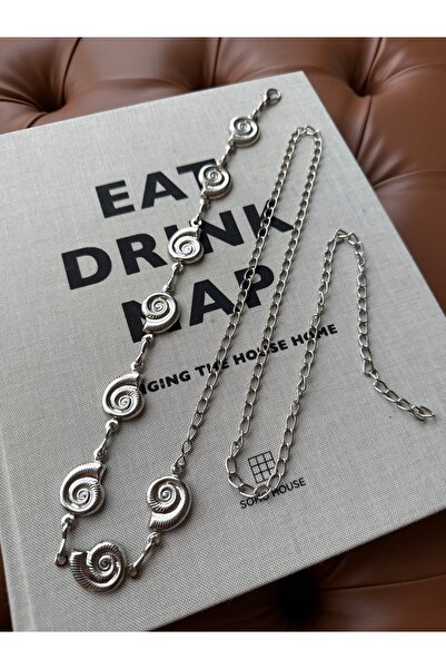 coaksco Women's Body & Waist Chain Silver Sea Shell