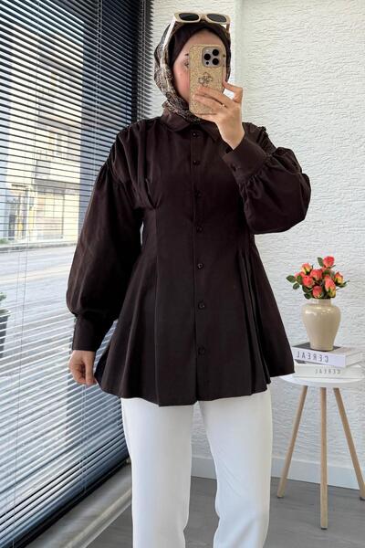 MELEK ARAZ Premium Poplin Shirt Tunic with Pencil Detail on Front and Back — ...