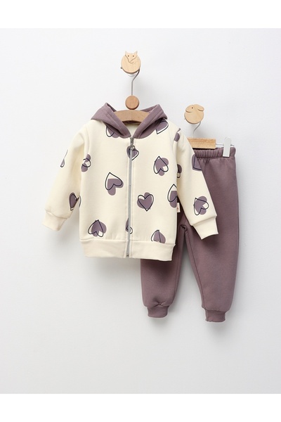 MiniKids Compleu vatuit Inimioare, model mov 104 (3-4 ani)