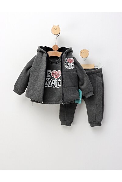 MiniKids 3-piece set I Love DAD grey 80 (9-12 months)