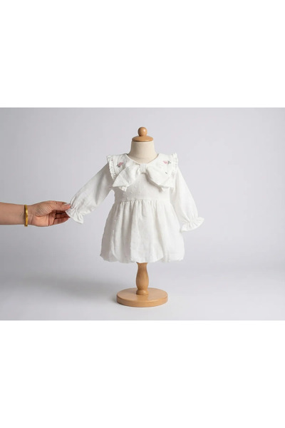 MotherWings Kız Bebek Pamuklu Bayramlık Elbise Yazlık Şık Model