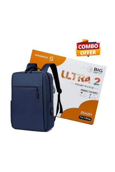 ZERO SPACE 2 PC COMBO- 1PC Zerospace Ultra 2 Smart Watch & 1 PC BLUE Backpack