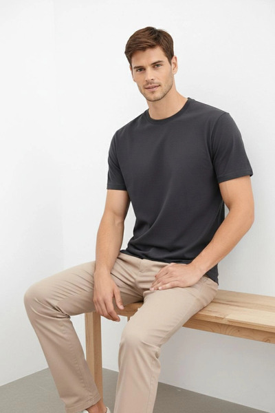 LUMİART Men's Crew Neck T-Shirt Regular Fit Basic Cotton Daily Use T-Shirt - ...