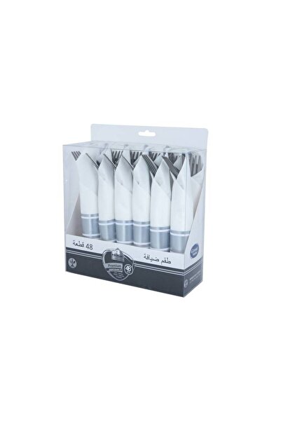 Generic 48-Piece Plastic Tableware Set Silver