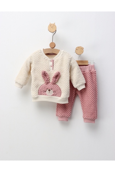 MiniKids Cocolino bunny set for little girl, dark pink 68 (3-6 months)