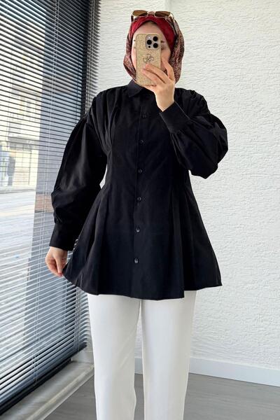 MELEK ARAZ Premium Poplin Shirt Tunic with Pencil Detail on Front and Back — ...